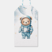 Teddy Bear Astronaut Verjaardagsfeestje Dank je ka Cadeaulabel (Achterkant)