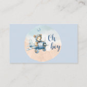 Teddy Bear Aviator Boeken voor Baby shower Informatiekaartje (Achterkant)