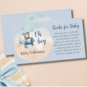 Teddy Bear Aviator Boeken voor Baby shower Informatiekaartje