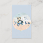 Teddy Bear Aviator Luier Raffle voor Baby shower Informatiekaartje (Achterkant)