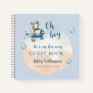 Teddy Bear Aviator Oh Boy Baby shower Notitieboek