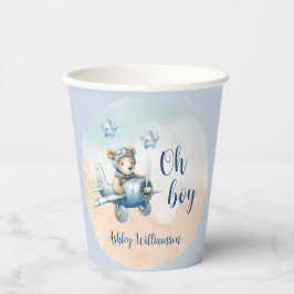 Teddy Bear Aviator Oh Boy Baby shower Papieren Bekers