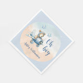 Teddy Bear Aviator Oh Boy Baby shower Servet (Hoek)