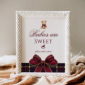 Teddy Bear Babies are sweet Red Bow Plaid Poster