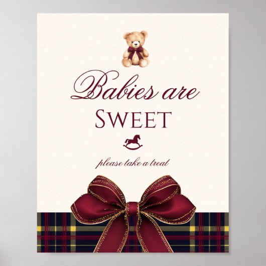 Teddy Bear Babies are sweet Red Bow Plaid Poster (Voorkant)