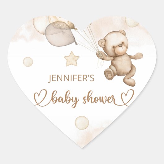 Teddy Bear Baby Baby shower Ballon Hart Sticker (Voorkant)
