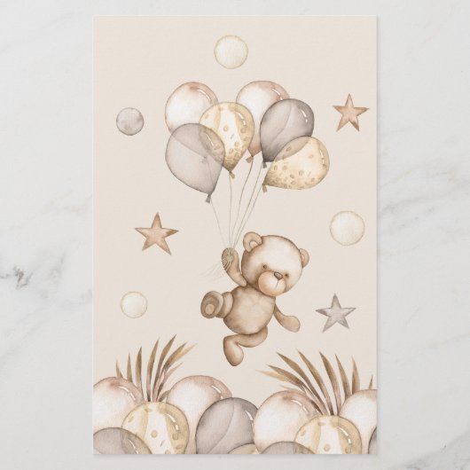 Teddy Bear Baby Baby shower Bingo Game (Achterkant)