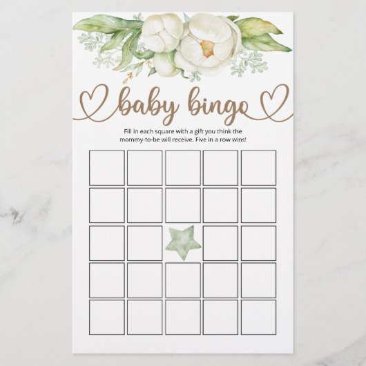 Teddy Bear Baby Baby shower Bingo Game (Voorkant)