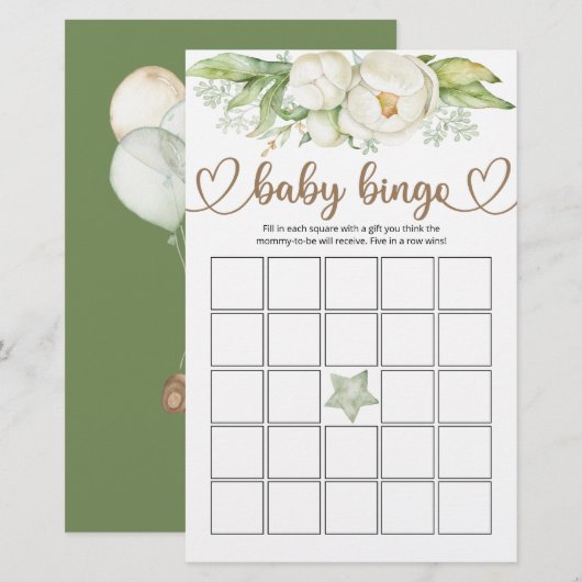 Teddy Bear Baby Baby shower Bingo Game (Voorkant / Achterkant)