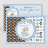 Teddy Bear Baby Baby shower Blue Kaart (Voorkant / Achterkant)