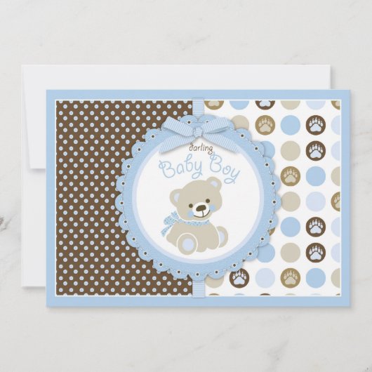 Teddy Bear Baby Baby shower Blue Kaart (Voorkant)