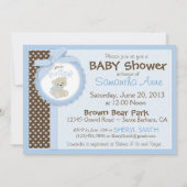 Teddy Bear Baby Baby shower Blue Kaart (Achterkant)