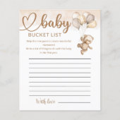 Teddy Bear Baby Baby shower Bucket List (Voorkant)