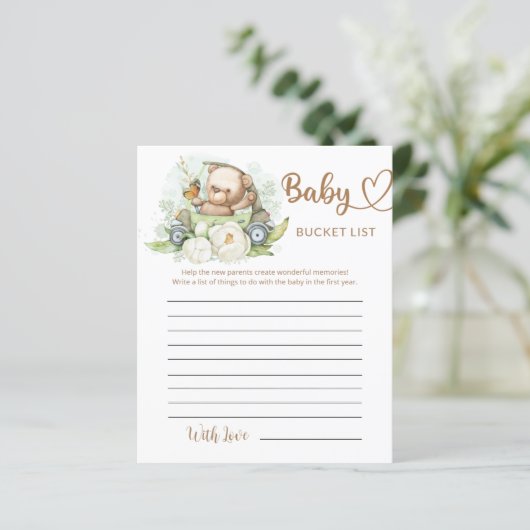 Teddy Bear Baby Baby shower Bucket List (Staand voorkant)