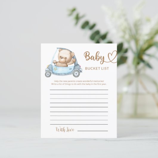 Teddy Bear Baby Baby shower Bucket List (Staand voorkant)