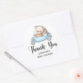 Teddy Bear Baby Baby shower Classic Round Sti Ronde Sticker (Envelop)