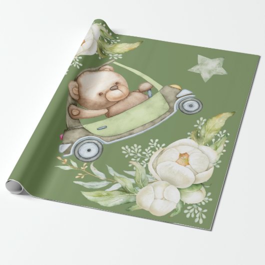Teddy Bear Baby Baby shower Collectie Wrappi Cadeaupapier (Uitgerold)