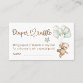 Teddy Bear Baby Baby shower Diaper Raffle En Informatiekaartje (Voorkant)