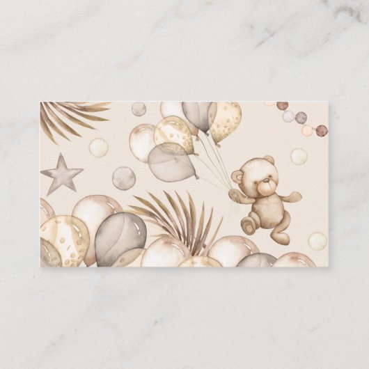 Teddy Bear Baby Baby shower Diaper Raffle Informatiekaartje (Achterkant)