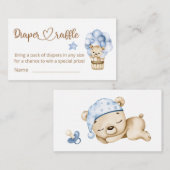 Teddy Bear Baby Baby shower Diaper Raffle Informatiekaartje (Voorkant / Achterkant)