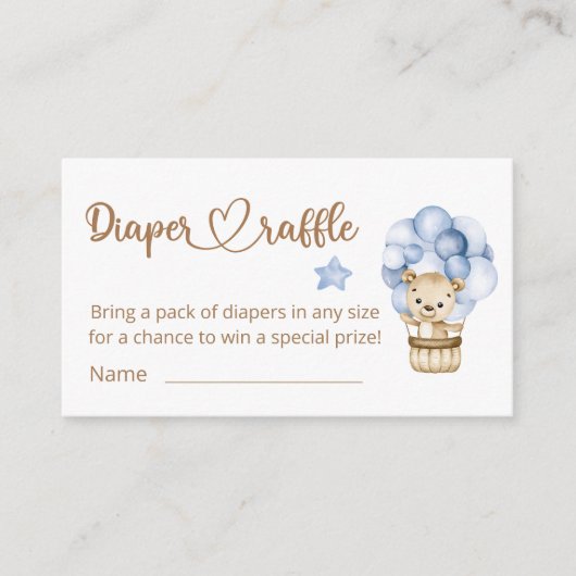 Teddy Bear Baby Baby shower Diaper Raffle Informatiekaartje (Voorkant)
