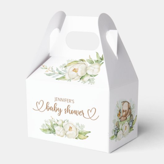 Teddy Bear Baby Baby shower Floral Bedankdoosjes (Voorkant Zijde)