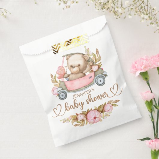 Teddy Bear Baby Baby shower Floral Bedankzakje (Gezegeld)