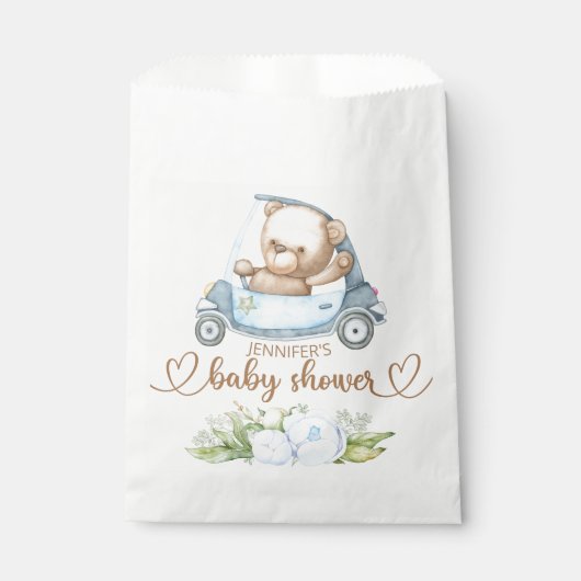 Teddy Bear Baby Baby shower Floral Bedankzakje (Voorkant)