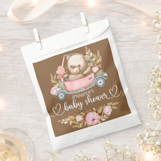 Teddy Bear Baby Baby shower Floral Bedankzakje (Geknipt)