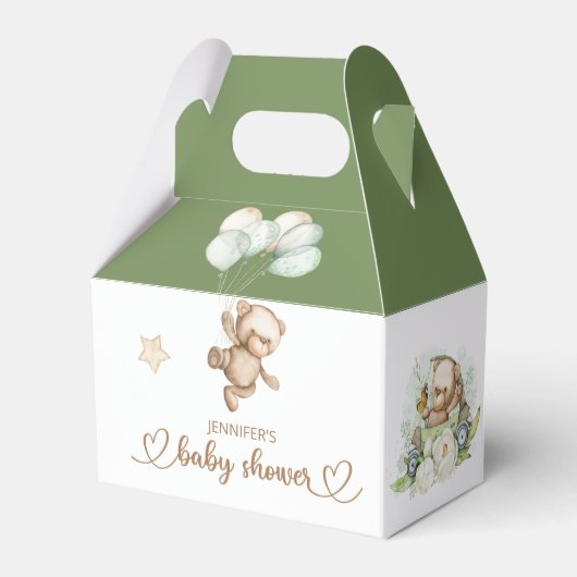 Teddy Bear Baby Baby shower Floral Favor Box Bedankdoosjes (Achterkant)