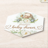 Teddy Bear Baby Baby shower Floral Kartonnen Onderzetters (Schuin)