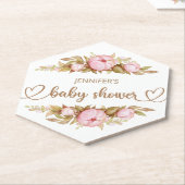 Teddy Bear Baby Baby shower Floral Kartonnen Onderzetters (Schuin)