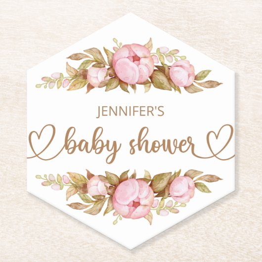 Teddy Bear Baby Baby shower Floral Kartonnen Onderzetters (Voorkant)