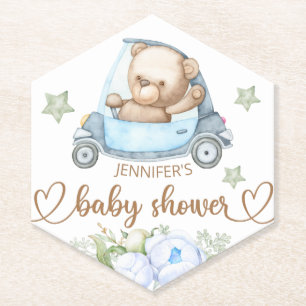 Teddy Bear Baby Baby shower Floral Paper Kartonnen Onderzetters