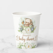 Teddy Bear Baby Baby shower Floral Papieren Bekers (Achterkant)