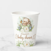 Teddy Bear Baby Baby shower Floral Papieren Bekers (Voorkant)