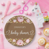 Teddy Bear Baby Baby shower Floral Papieren Bordje (Feest)