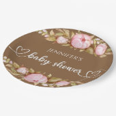 Teddy Bear Baby Baby shower Floral Papieren Bordje (Gekanteld)
