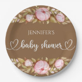 Teddy Bear Baby Baby shower Floral Papieren Bordje (Voorkant)