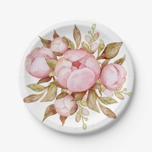 Teddy Bear Baby Baby shower Floral Papieren Bordje (Voorkant)