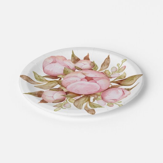 Teddy Bear Baby Baby shower Floral Papieren Bordje (Gekanteld)