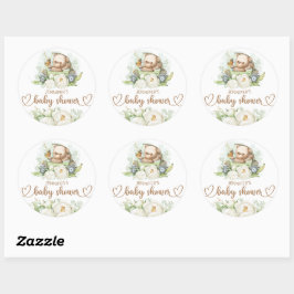 Teddy Bear Baby Baby shower Floral Ronde Sticker