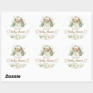 Teddy Bear Baby Baby shower Floral Ronde Sticker