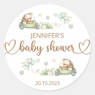 Teddy Bear Baby Baby shower Floral Ronde Sticker