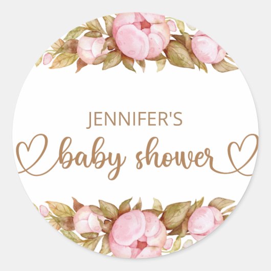 Teddy Bear Baby Baby shower Floral Ronde Sticker (Voorkant)