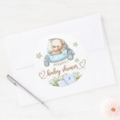 Teddy Bear Baby Baby shower Floral Ronde Sticker (Envelop)
