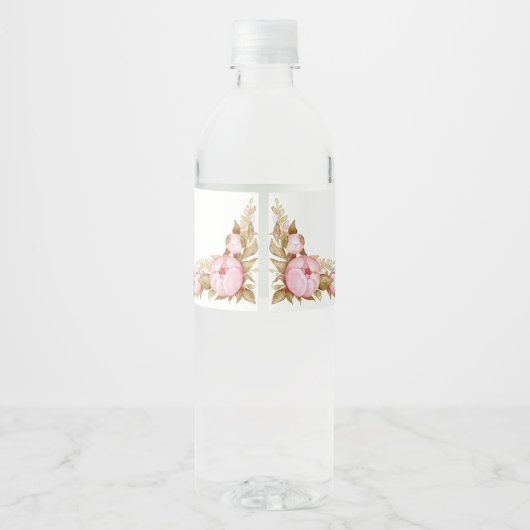 Teddy Bear Baby Baby shower Floral Waterfles Etiket (Achterkant)