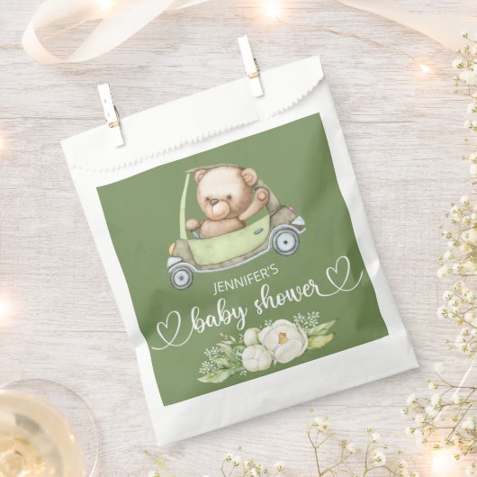 Teddy Bear Baby Baby shower Green Bedankzakje (Geknipt)