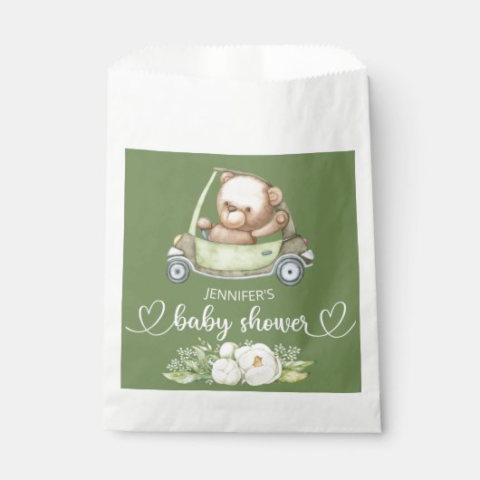 Teddy Bear Baby Baby shower Green Bedankzakje (Voorkant)