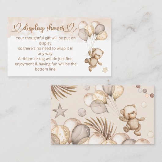 Teddy Bear Baby Baby shower Informatiekaartje (Voorkant / Achterkant)